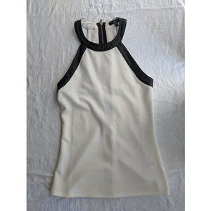 Dynamite white tank top with black pleather trim